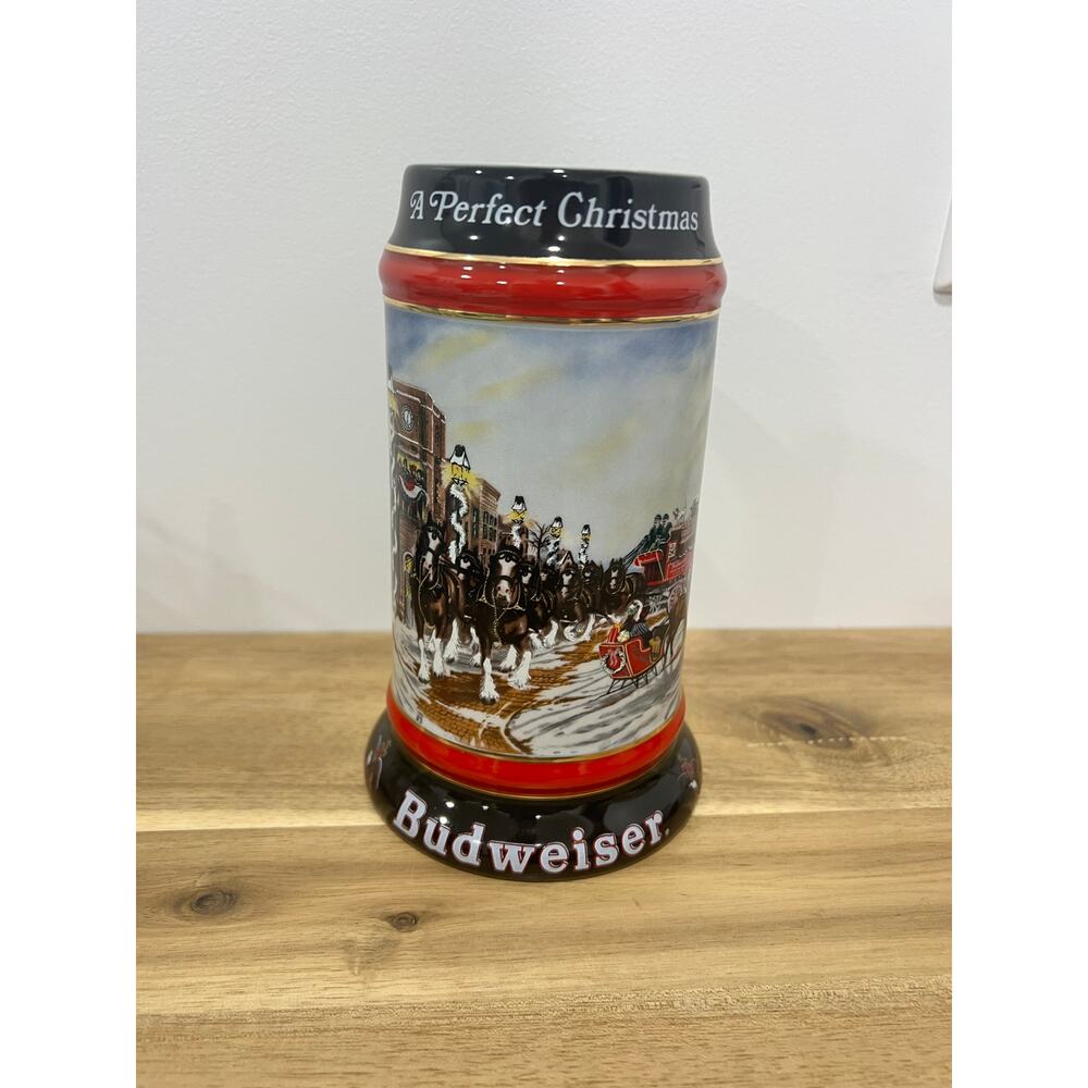 Anheuser Busch Budweiser A Perfect Christmas 1992 Holiday Beer Stein Mug Series